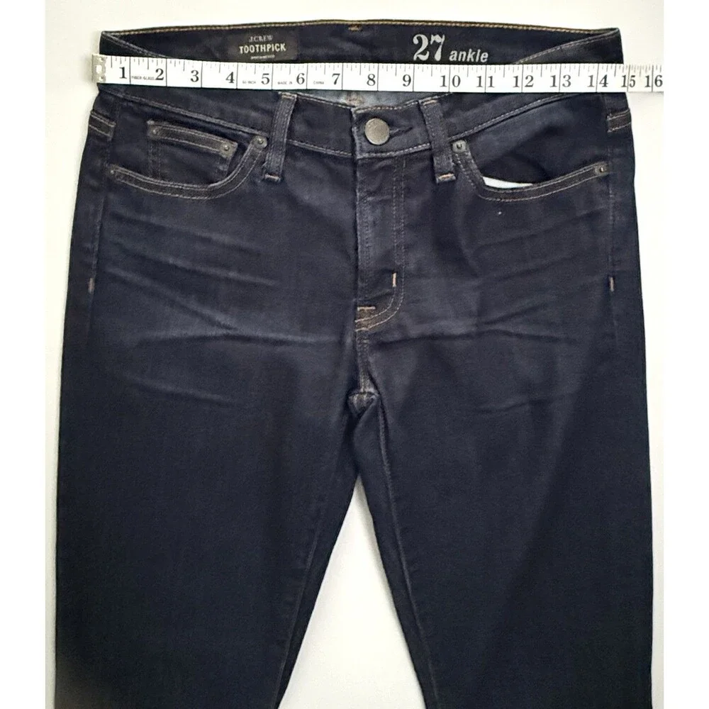 J. Crew Toothpick Skinny Jeans Sz 27 Ankle Dark Blue Stretch EUC